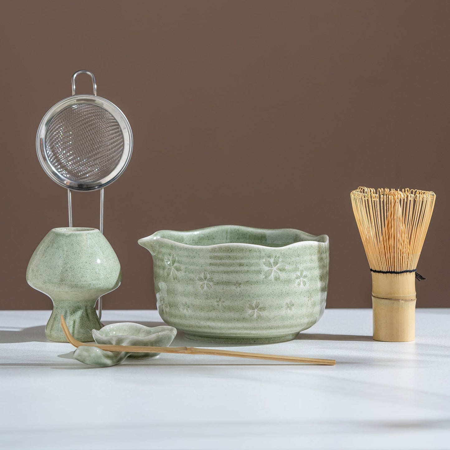 Set de matcha 450ml vert fleuré