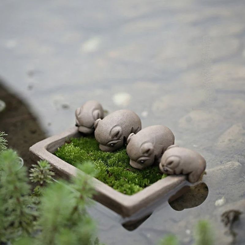 Mascottes de thé 4 mini cochons