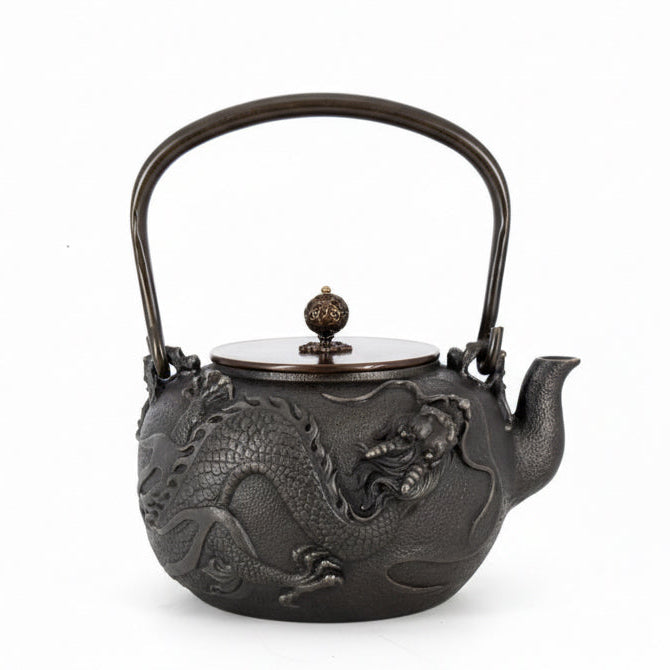 THÉIÈRE EN FONTE DRAGONS ASIATIQUE