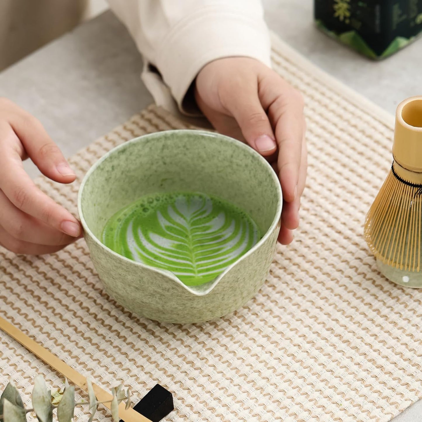 Set Matcha 500ml Nature Glaçure Vert Mousse
