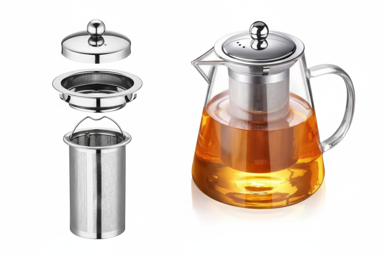 THÉIÈRE EN VERRE AVEC FILTRE INOX FLORENCE