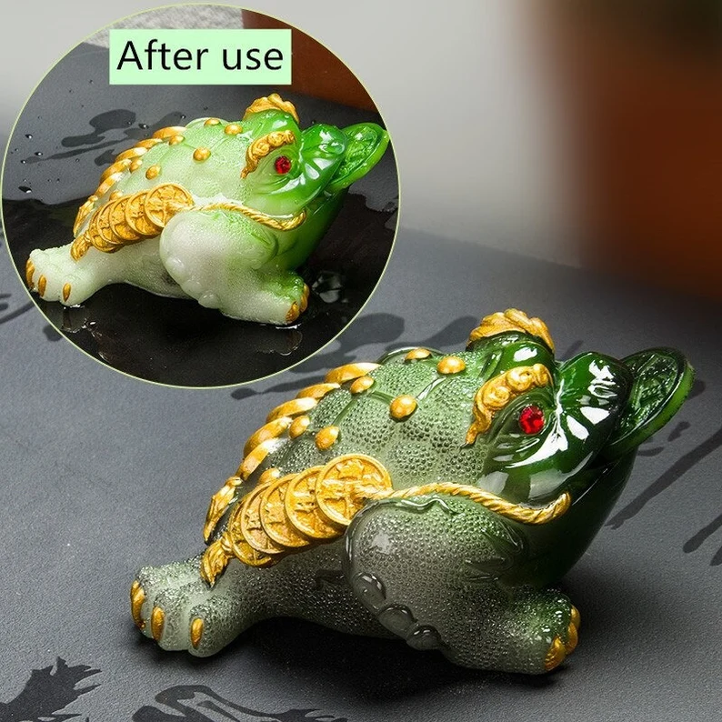 Mascottes de thé Résine de crapaud chanceux changeante