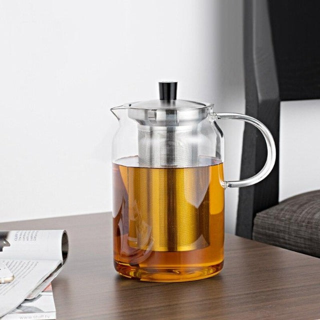 THEIERE EN VERRE AVEC COUVERCLE INOX