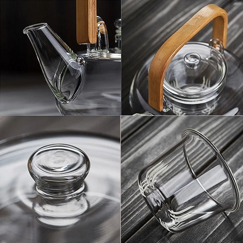 Grande théière en verre revue