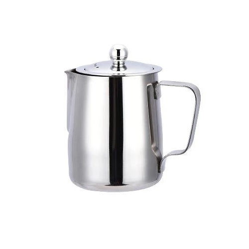 théière inox sans bec sur fond blanc