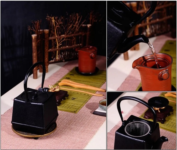 théière en fonte chinoise carrée