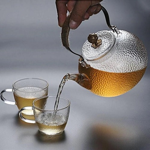 Théière en verre design avec tasses