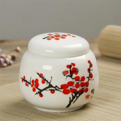 boite à thé chinoise bambou fleur rouge