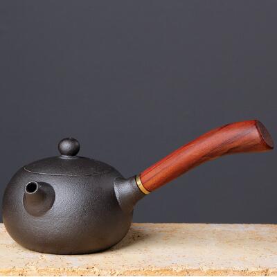 THÉIÈRE CÉRAMIQUE JAPONAISE BEC COURT MANCHE EN BOIS
