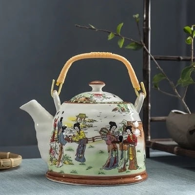 theiere en ceramique chinoise - 2000 ml avec motif personnages