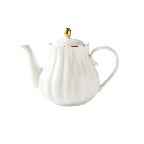 theiere en porcelaine citrouille blanche