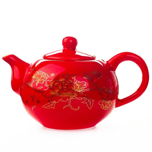 Théière en porcelaine rouge style 1