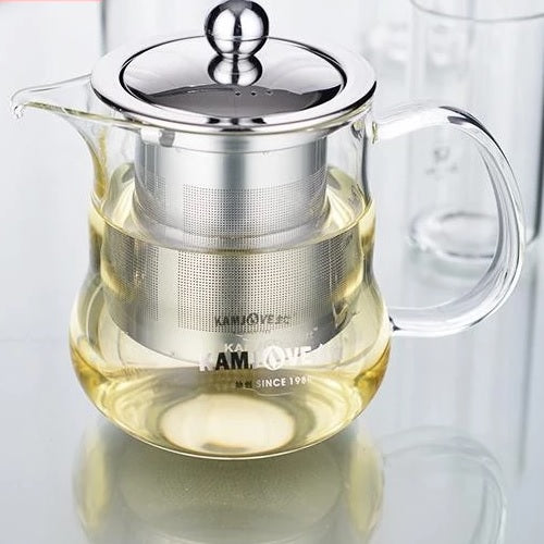 théière en verre avec filtre inox
