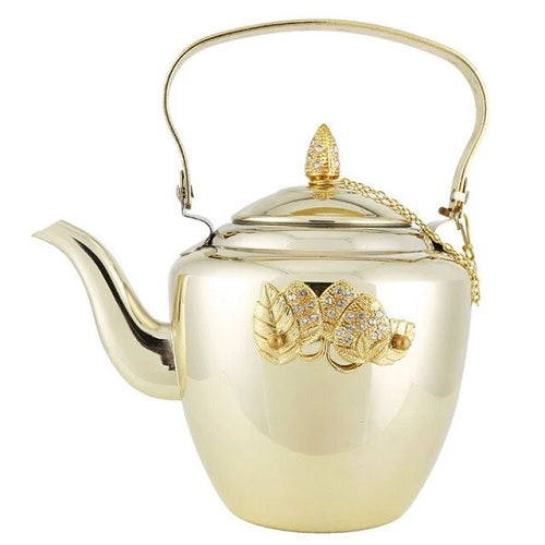 theiere inox jaune raffinee sur fond blanc
