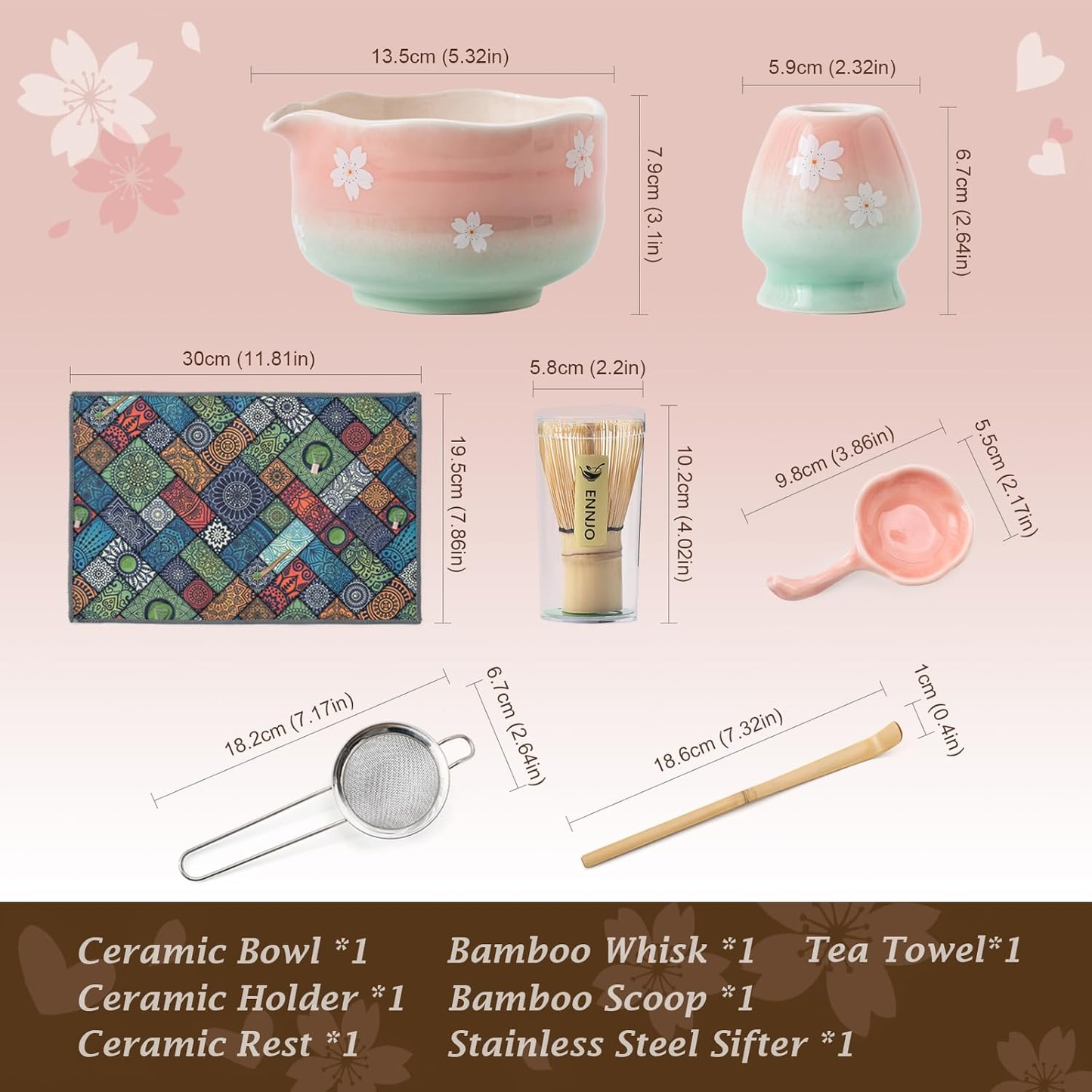 Set Matcha 500ml Sakura Fleur Cerisier Rose Petal