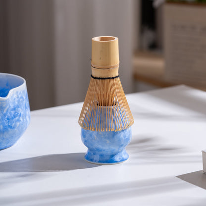Set Matcha 550ml Céramique Rustique Tacheté Naturel