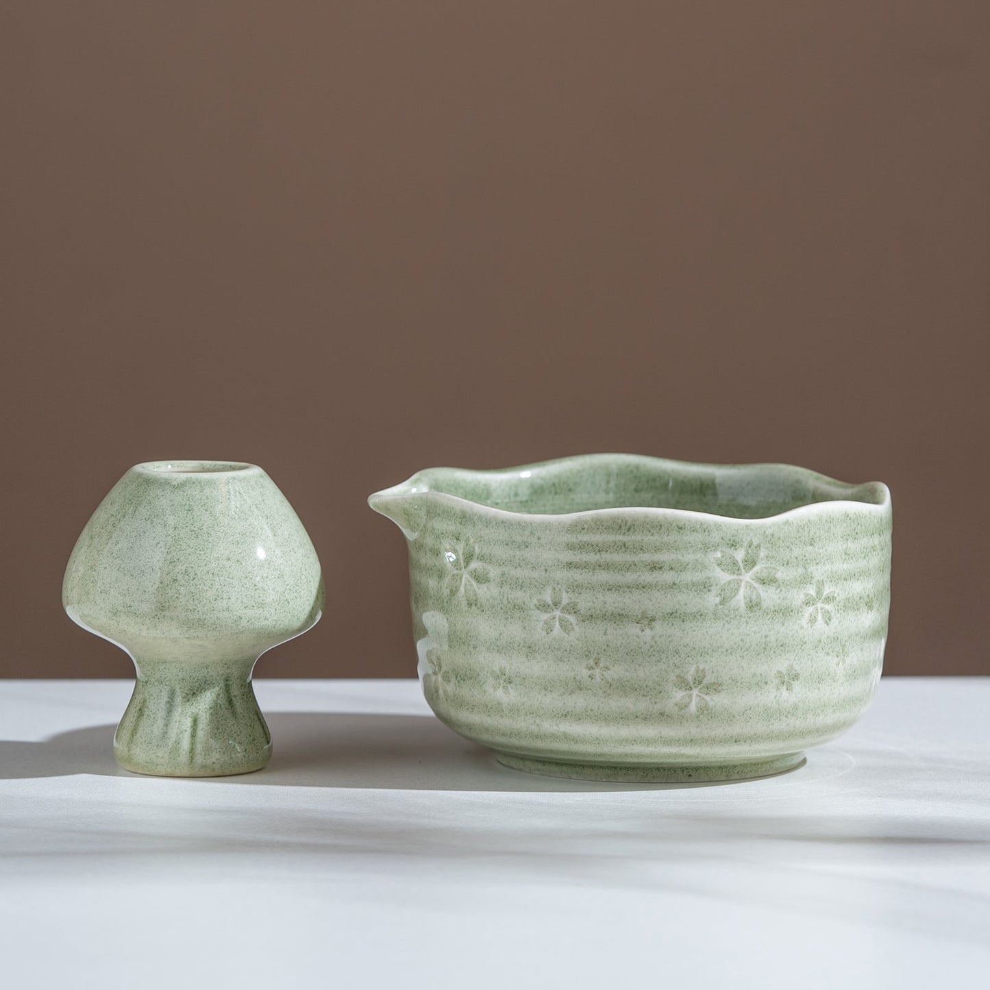 Set de matcha 450ml vert fleuré