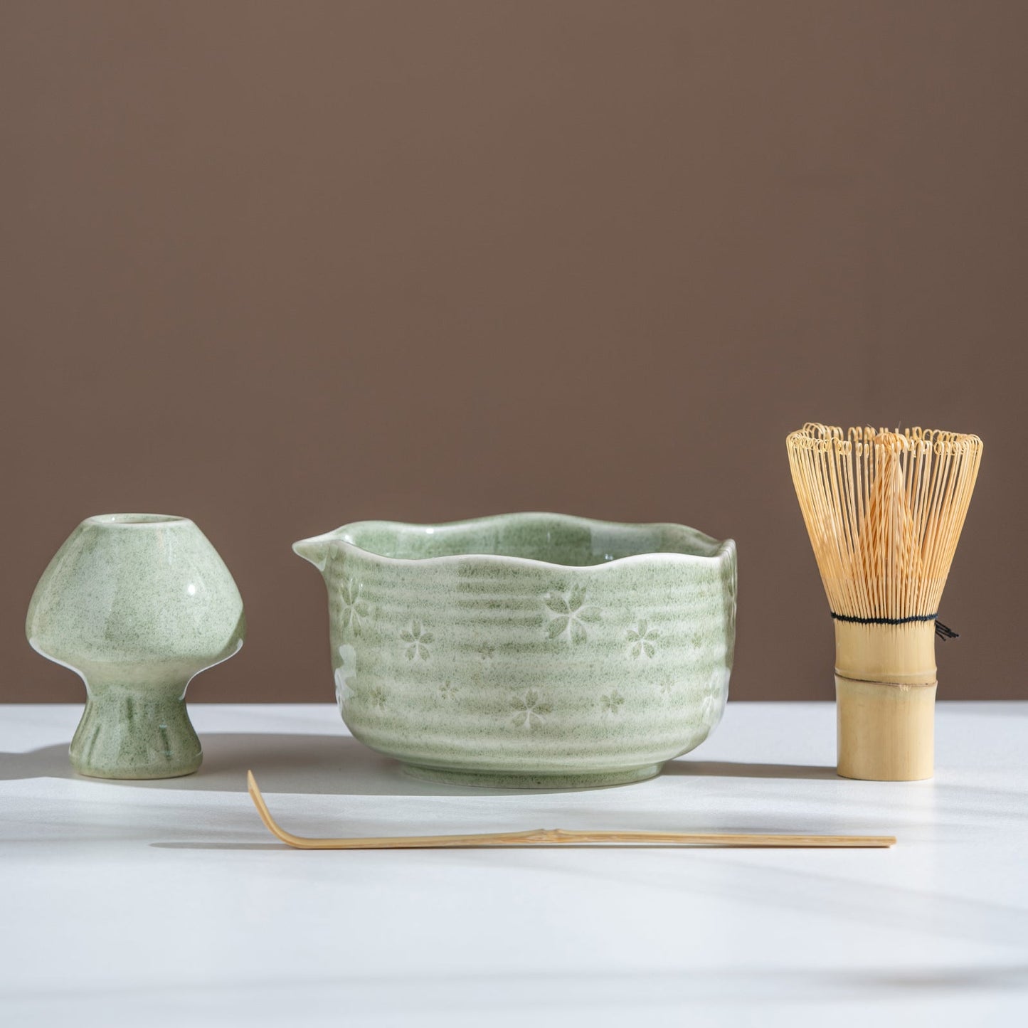 Set de matcha 450ml vert fleuré