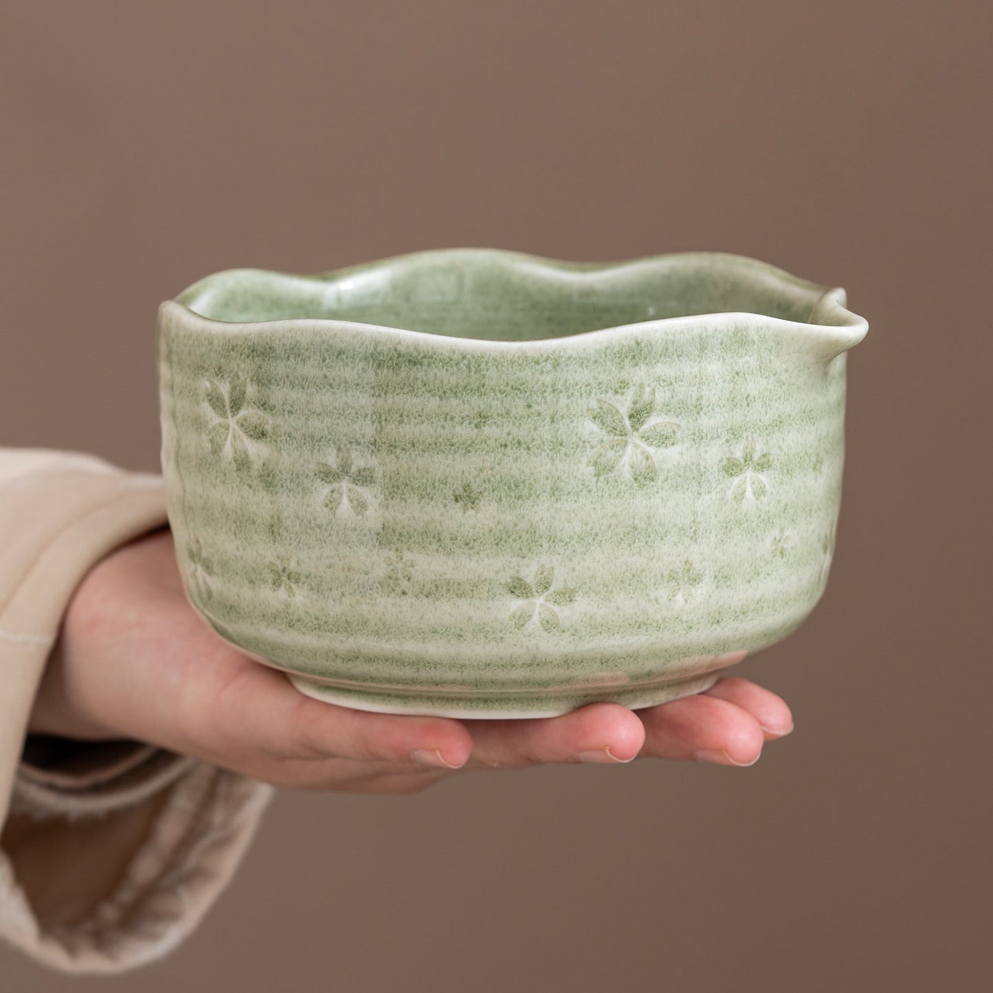 Set de matcha 450ml vert fleuré