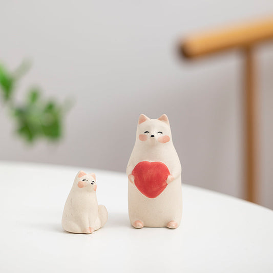 Mascottes de thé chat stretch blanc