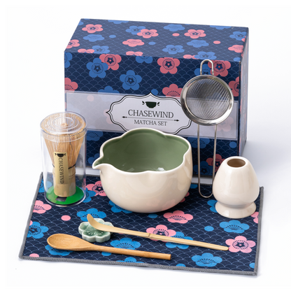 Set Matcha 500ml Bol Floral Pétale Élégant Cadeau