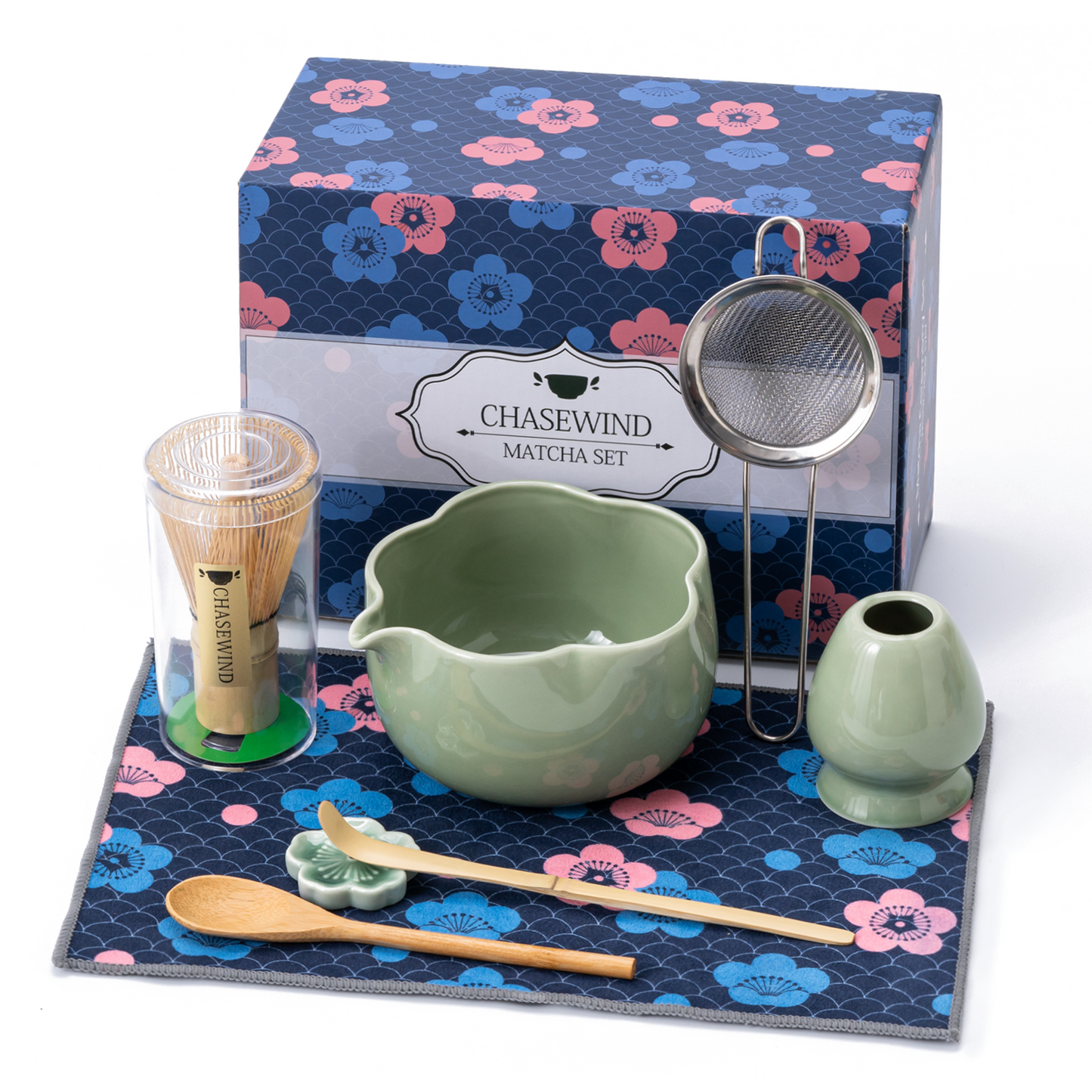 Set Matcha 500ml Bol Pétale Glaçure Fleur Naturel