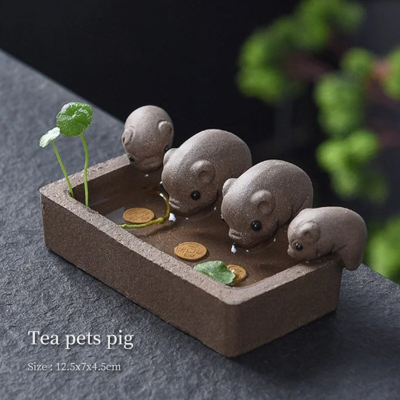 Mascottes de thé 4  mini cochons