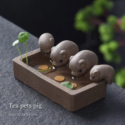 Mascottes de thé 4  mini cochons