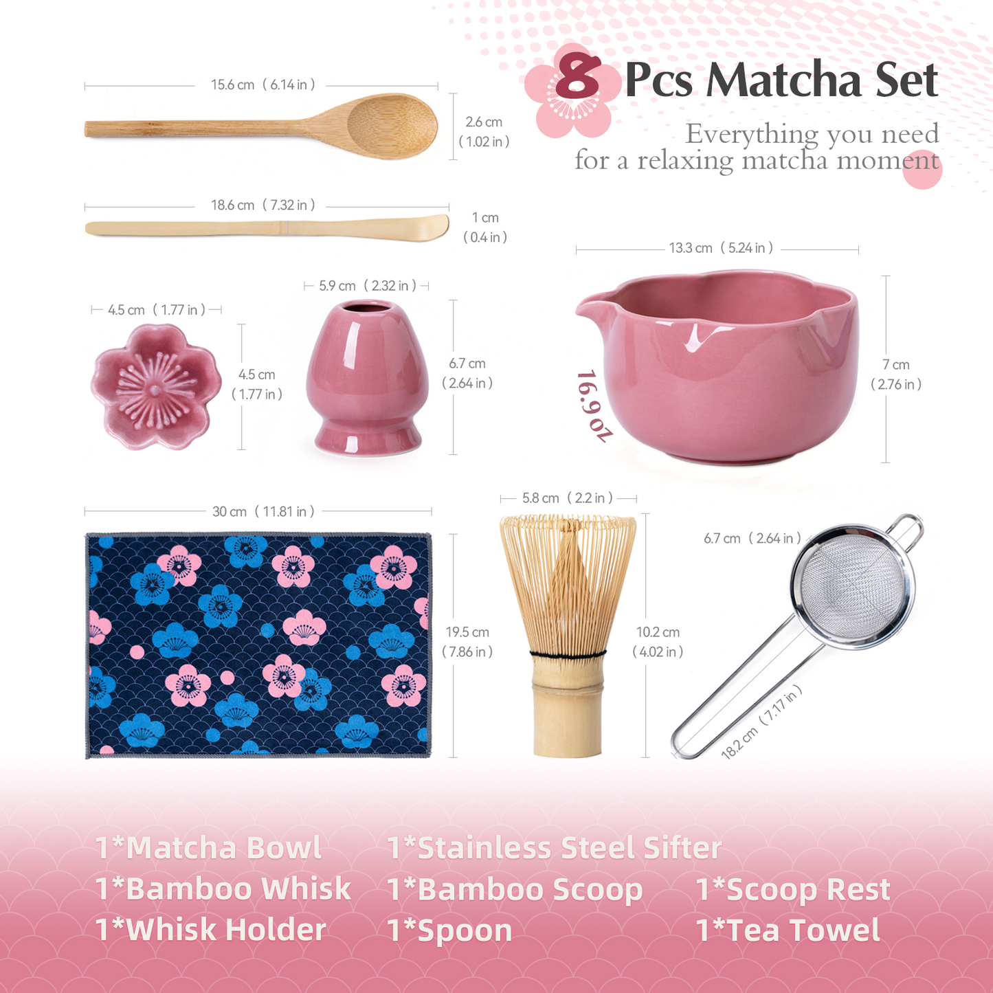 Set Matcha 500ml Pétale Forme Unique Floral Bowl
