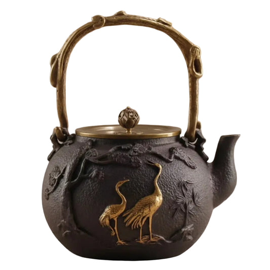 THÉIÈRE EN FONTE OISEAUX
