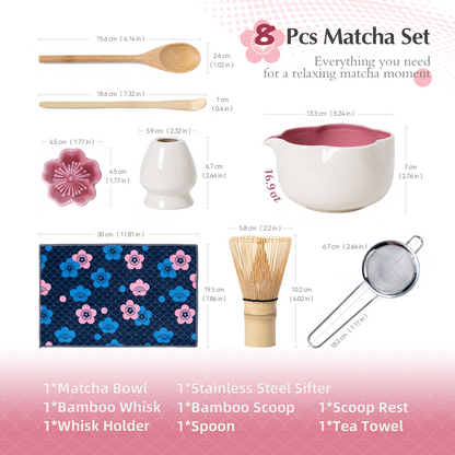 Set Matcha 500ml Pétale Creux Glaçure Artisanale