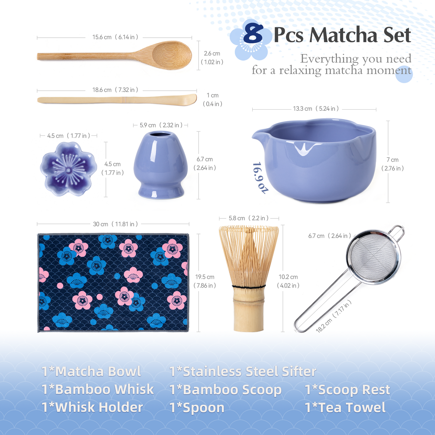 Set Matcha 500ml Pétale Bol Évasé Design Japonais
