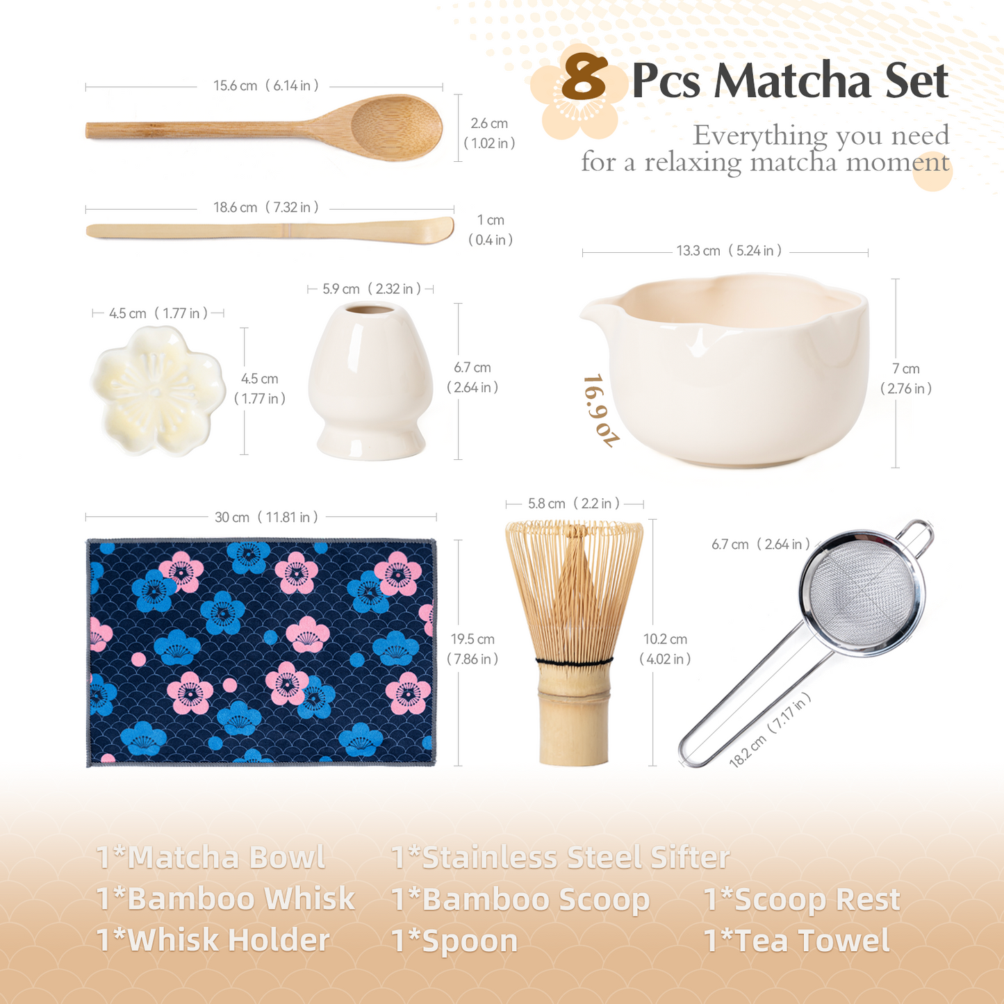 Set Matcha 500ml Pétale Sculpté Fouet Bambou Zen