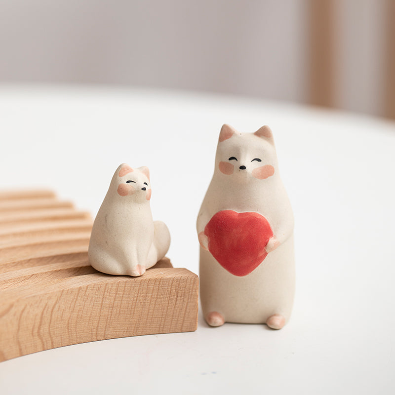 Mascottes de thé chat stretch blanc