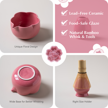 Set Matcha 500ml Pétale Forme Unique Floral Bowl