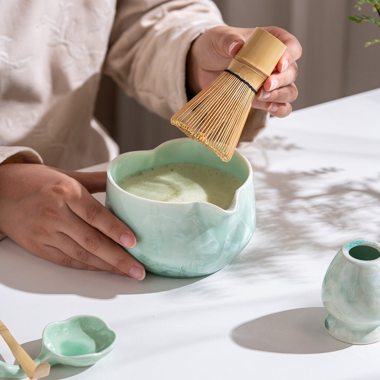 Set Matcha 550ml Verre Élégance Moderne Naturel