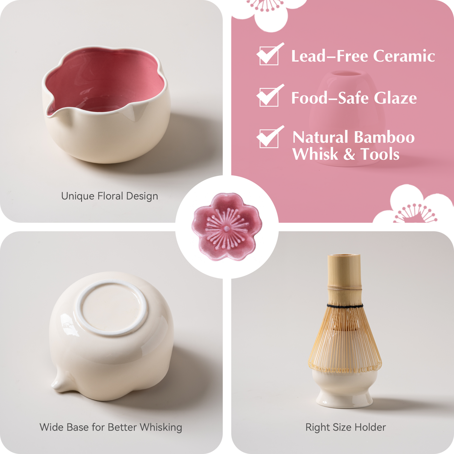 Set Matcha 500ml Pétale Creux Glaçure Artisanale