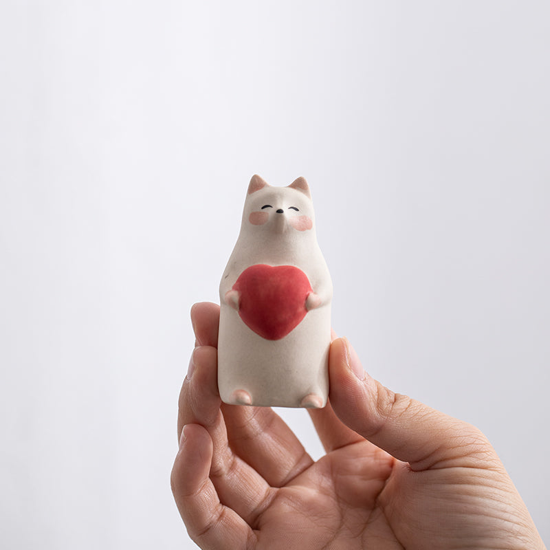 Mascottes de thé chat stretch blanc