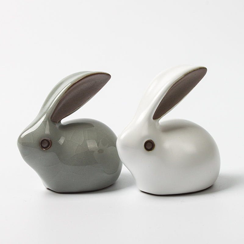 Mascottes de thé lapin blanc en céramique