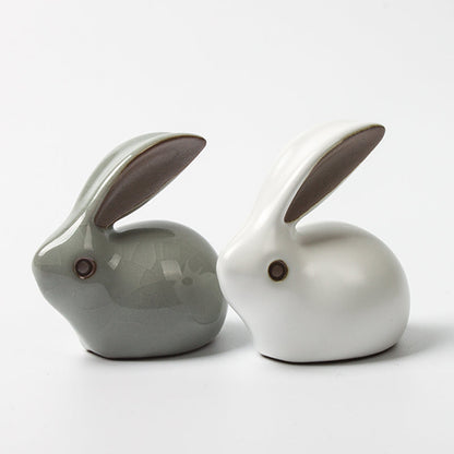 Mascottes de thé lapin blanc en céramique