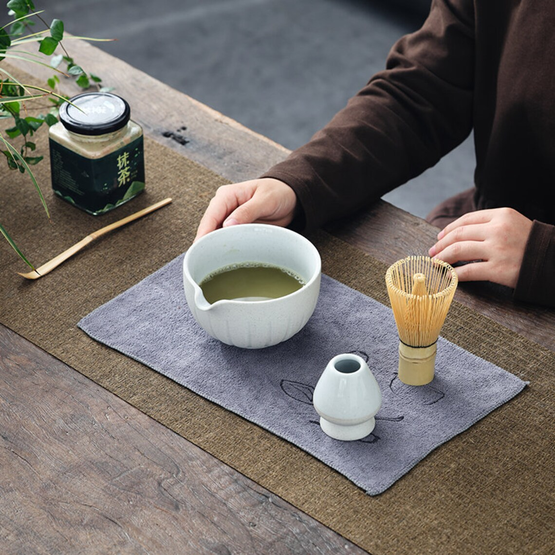 Set de matcha 450ml trois couleurs fleuré