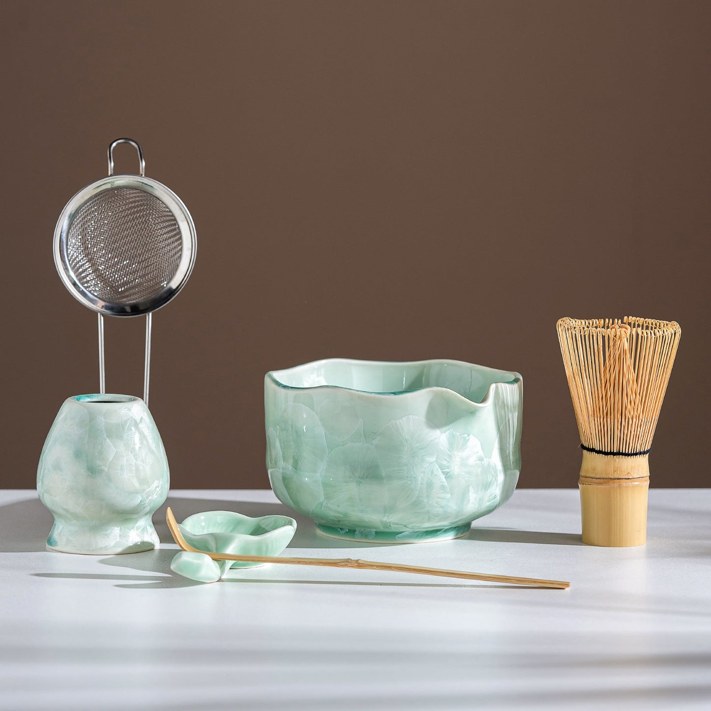 Set Matcha 550ml Bowl Verre Scoop Holder Complet
