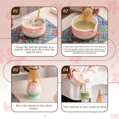 Set Matcha 500ml Sakura Fleur Cerisier Rose Petal