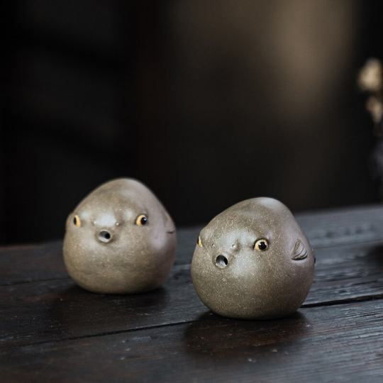 Mascotte de Thé Hibou Sage en Céramique