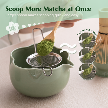 Set Matcha 500ml Bol Pétale Glaçure Fleur Naturel