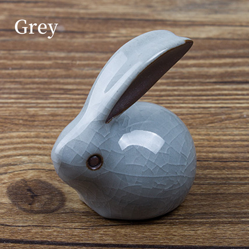 Mascottes de thé lapin blanc en céramique