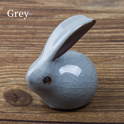 Mascottes de thé lapin blanc en céramique
