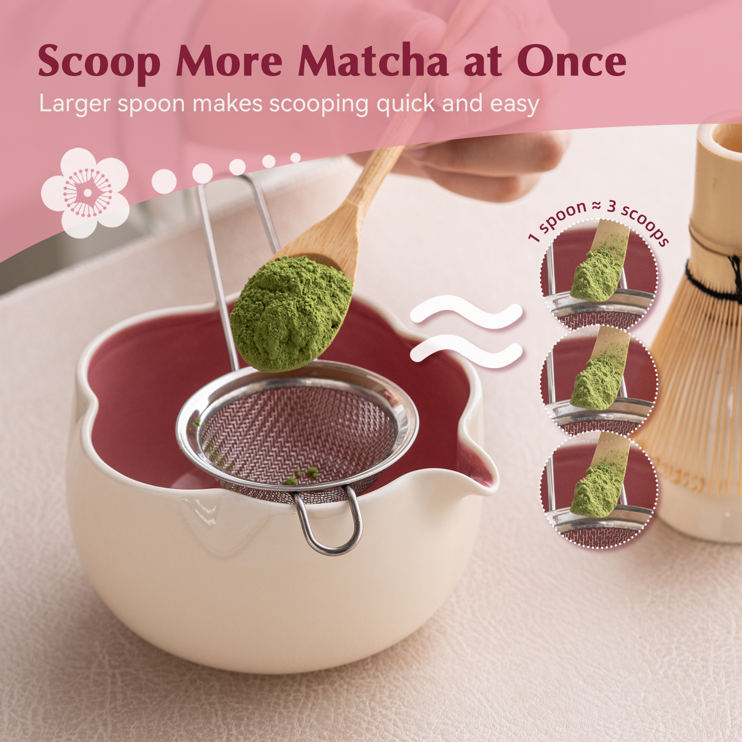 Set Matcha 500ml Pétale Creux Glaçure Artisanale