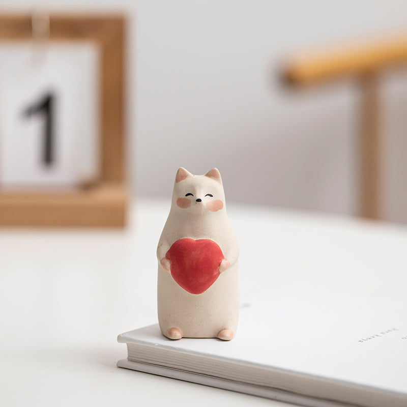 Mascottes de thé chat stretch blanc