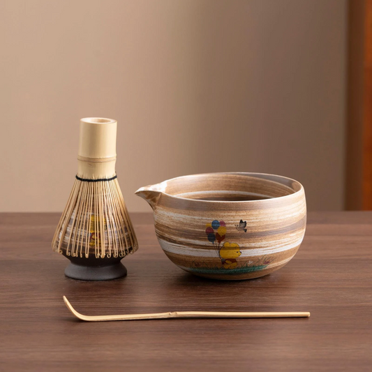 Set Matcha 450ml Floral Petite Taille Cadeau Idéal